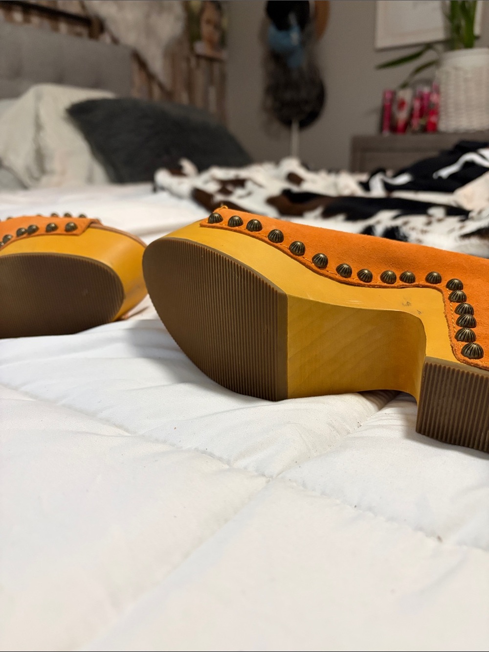 dingo Orange Suede Studded Platform Mule - Picture 5 of 5